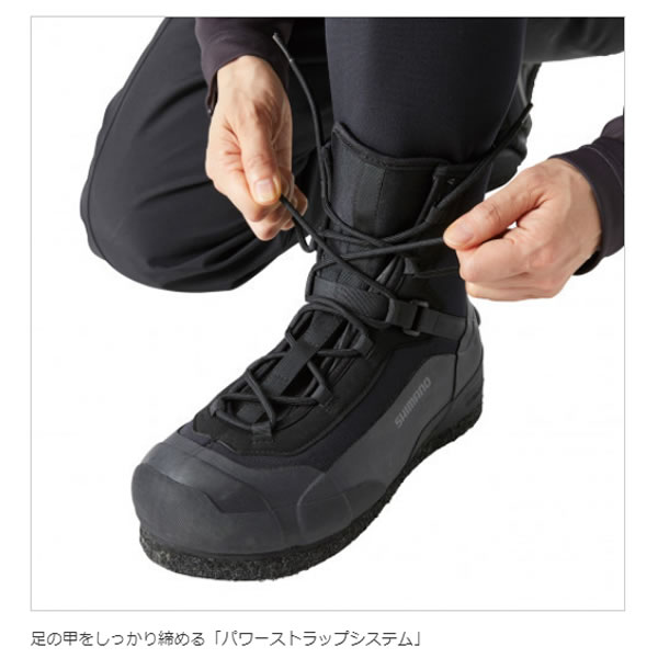 シマノ ロックショアウェットブーツ ブラック ウォータードレイン ピン