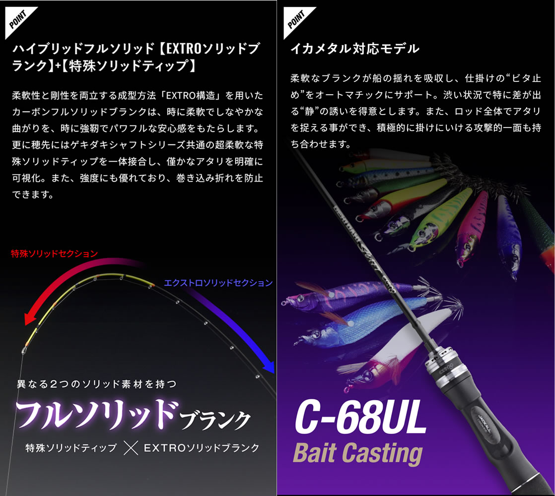 ジャッカル ゲキダキシャフトエクストロ GDX-C68UL (イカメタルロッド