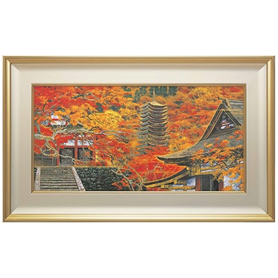 後藤純男、【山門緑映】、希少な額装用画集より、厳選、新品額装、マット額装付 後藤純男、【山門緑映】、希少な額装用画集より、厳選、新品額装