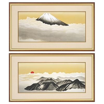 横山大観「神州第一峰」右隻・左隻セット＜額＞｜エンディショップ