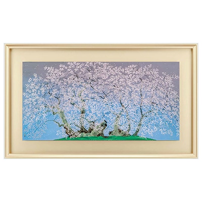 【中島千波】金色の額縁に優雅な満開の桜 中島千波 「醍醐寺三宝院枝垂櫻吹雪」＜額＞｜エンディショップ