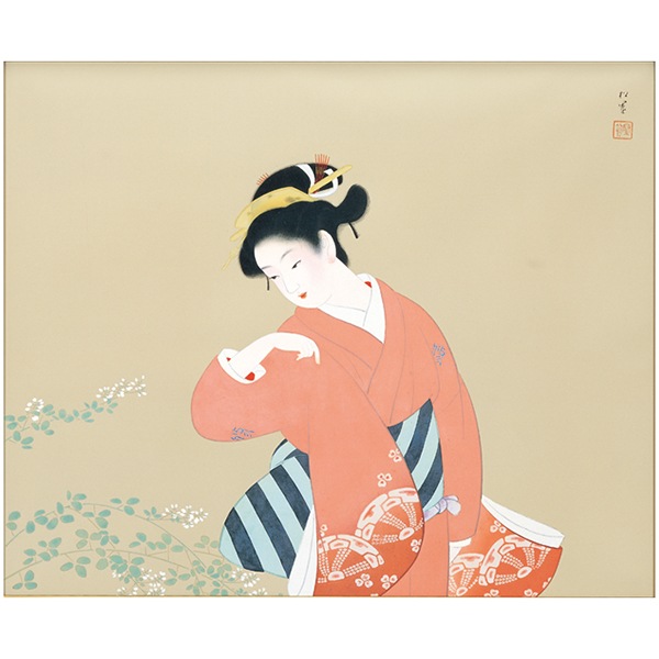 美品 掛け軸 上村松園作「深き秋」美人画 工芸印刷 紅葉 秋掛け 上村松園「初秋」<額>|エンディショップ【公式通販】