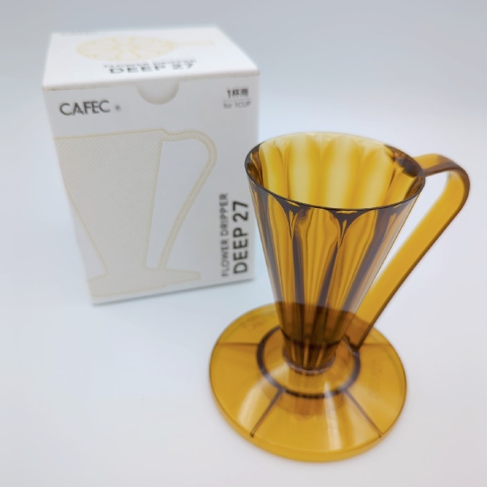 フラワードリッパー DEEP27 クリアブラウン　〈1杯用〉 FDD-27CBR   ディープドリッパー ディープ27 CAFEC　カフェク　MADE IN JAPAN