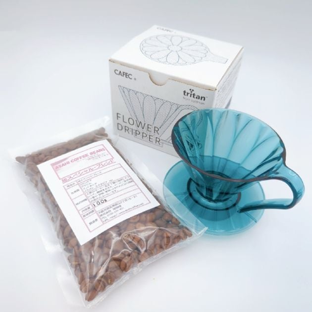 送料無料！！　豆セット CAFEC トライタンフラワードリッパー クリアブルーグリーン cup1〈1杯用〉TFD-1 CBG トライタン樹脂製   MADE IN JAPAN  　カフェク 三洋産業