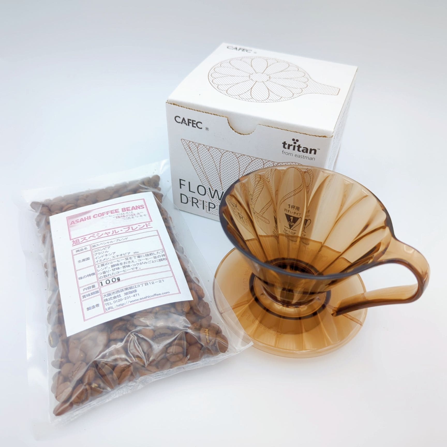 送料無料！！　豆セット CAFEC トライタンフラワードリッパー クリアピンクブラウン cup1〈1杯用〉TFD-1 CPB トライタン樹脂製   MADE IN JAPAN  　カフェク 三洋産業