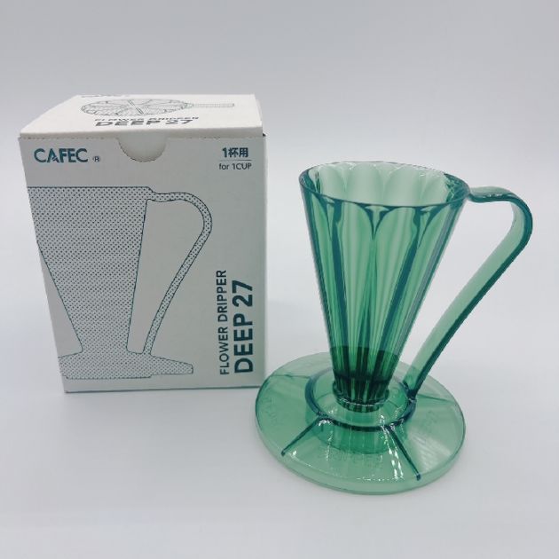 フラワードリッパー DEEP27    クリアダークグリーン　〈1杯用〉　FDD-27CDG 　   ディープドリッパー ディープ27 CAFEC　カフェク　MADE IN JAPAN