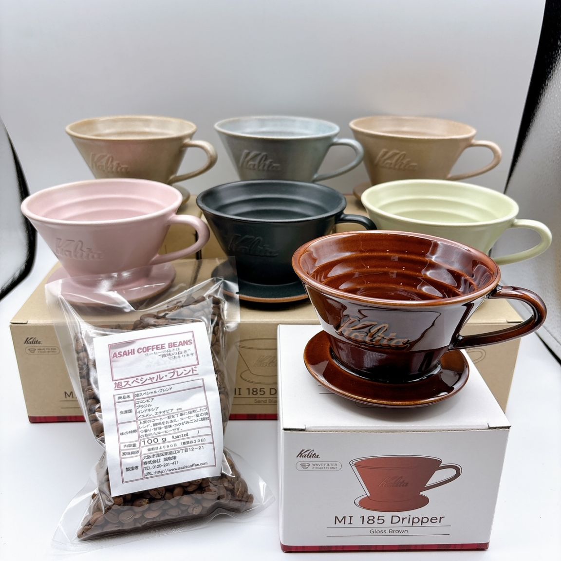 送料無料！カリタ MI 185 ドリッパー（2-4杯用） 　美濃焼 DACHI 選べるドリッパーコーヒー豆セット