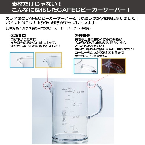 CAFEC カフェック トライタン樹脂製ビーカーサーバー 2~4杯用 TBS-600 600ml