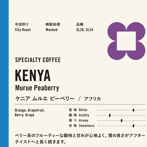 スペシャルティコーヒー　ケニア ムルエ ピーベリー