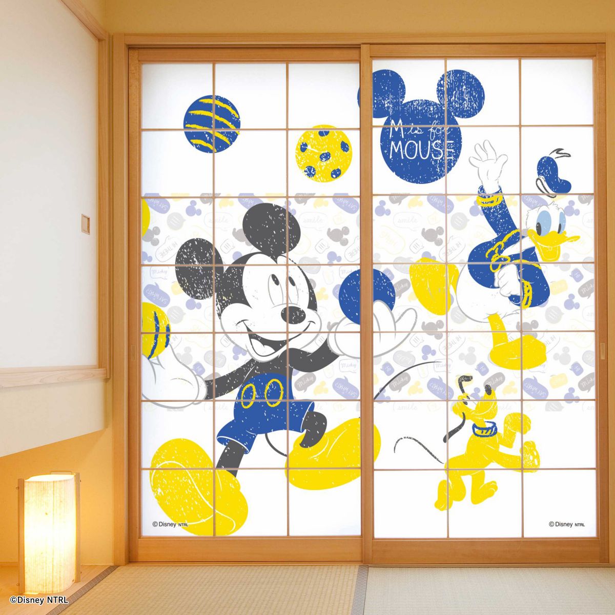 ディズニーキャラクター 障子紙 ミッキー＆フレンズ お手玉  NTLD-014S のりで貼るタイプ 幅約92cm×長さ約182cm 2枚1組 アサヒペン