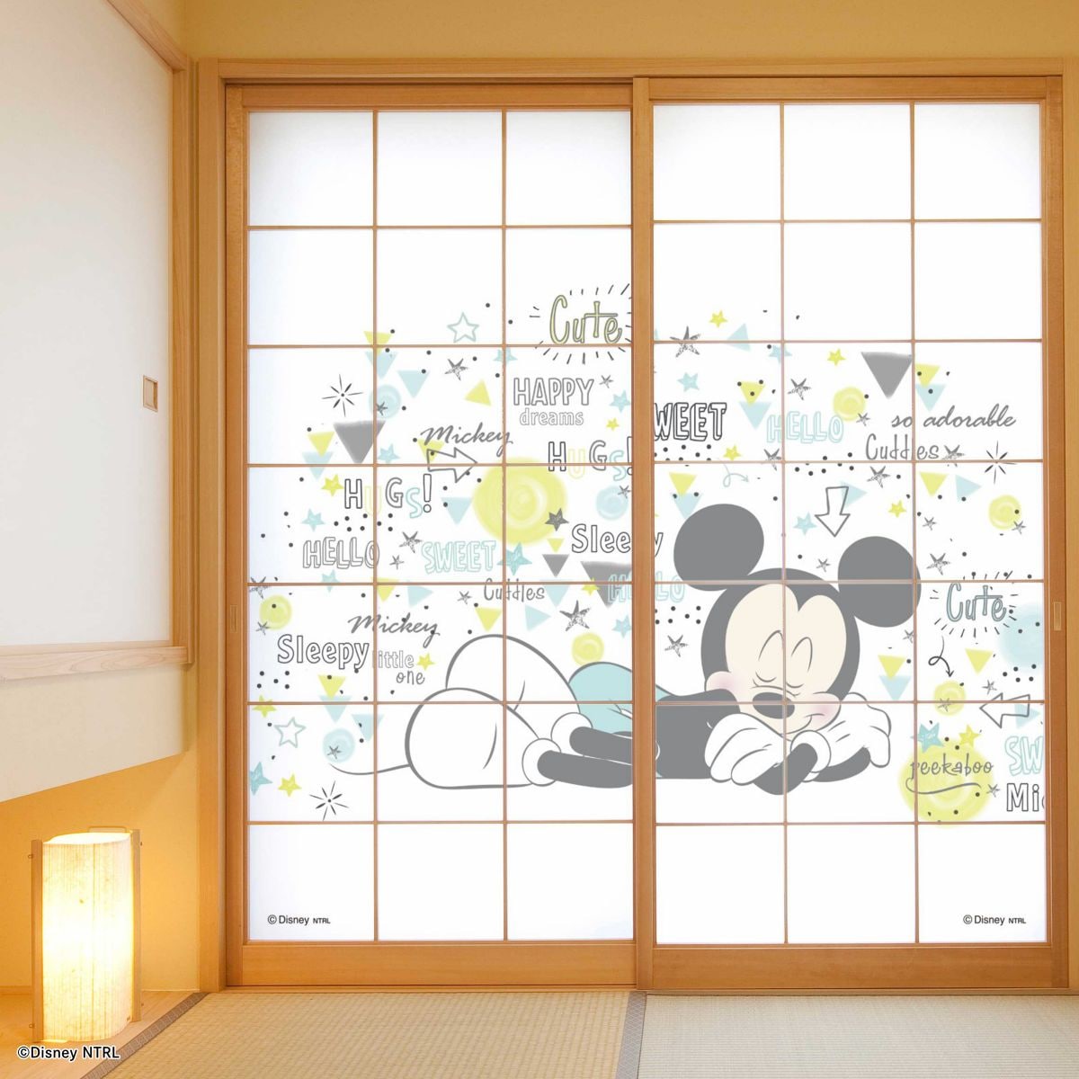 ディズニーキャラクター 障子紙 ミッキー お昼寝  NTLD-015S のりで貼るタイプ 幅約92cm×長さ約182cm 2枚1組 アサヒペン