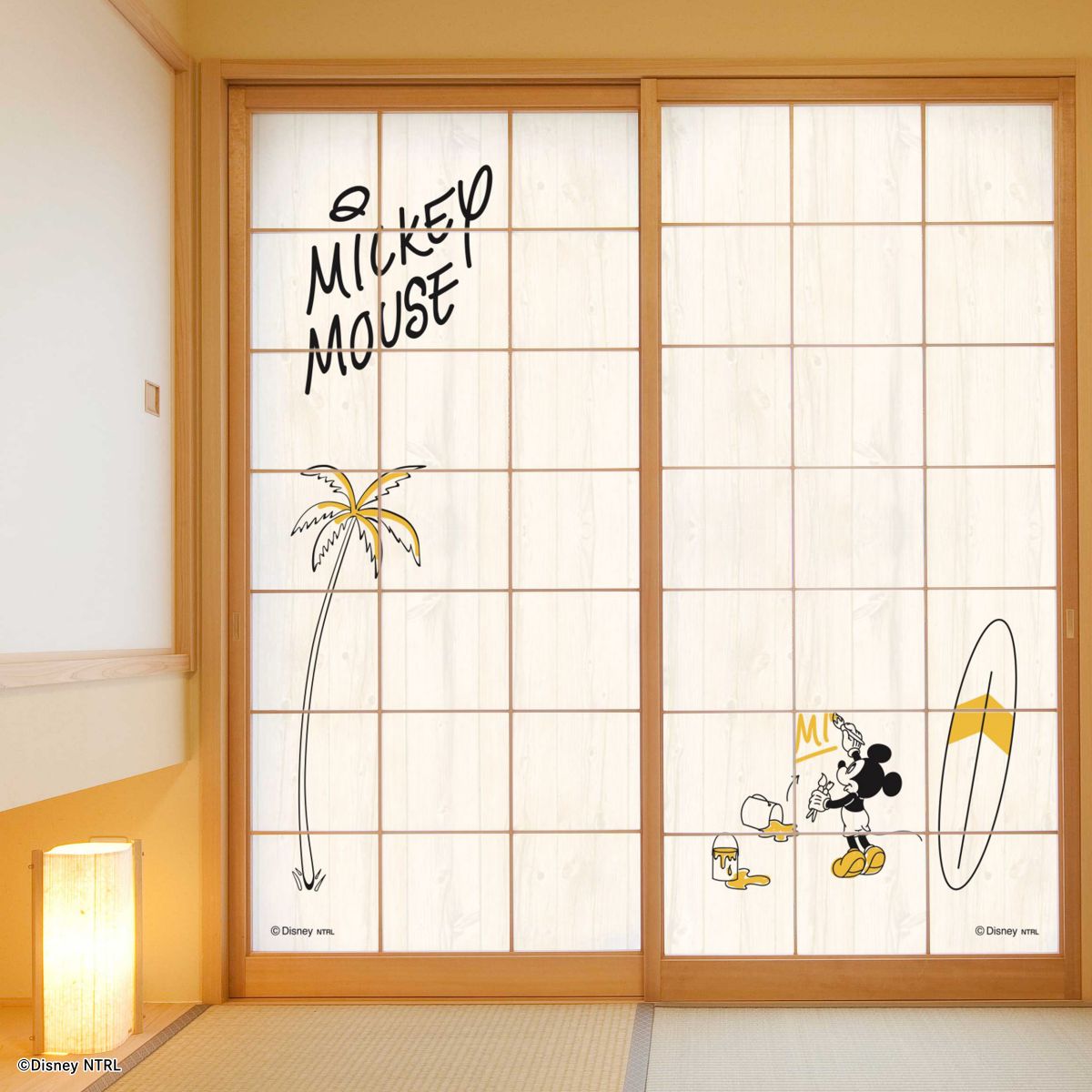 ディズニーキャラクター 障子紙 ミッキー サーフ  NTLD-018S のりで貼るタイプ 幅約92cm×長さ約182cm 2枚1組 アサヒペン