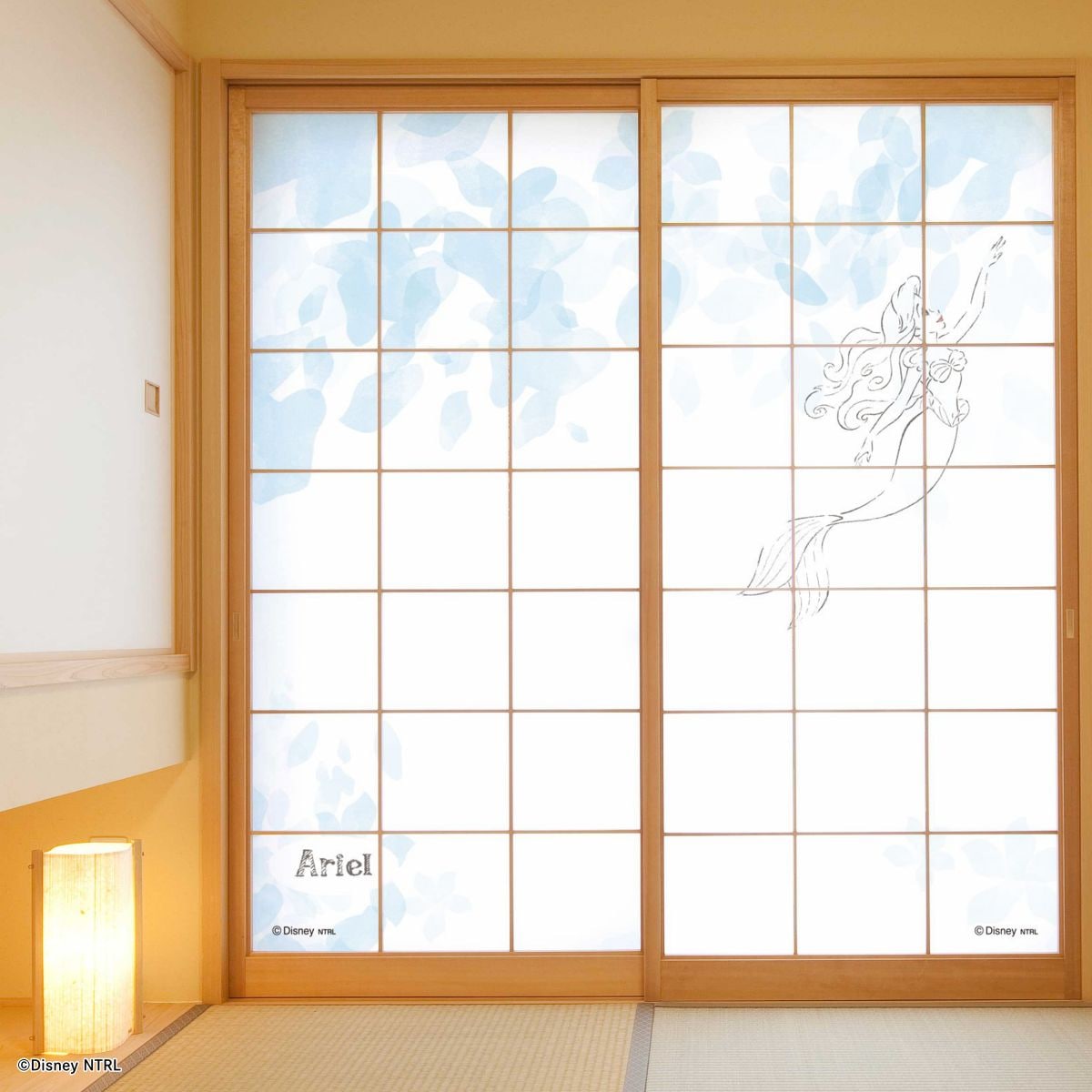 ディズニーキャラクター 障子紙 ディズニープリンセス リトル・マーメイド アリエル  NTLD-026S のりで貼るタイプ 幅約92cm×長さ約182cm 2枚1組 アサヒペン