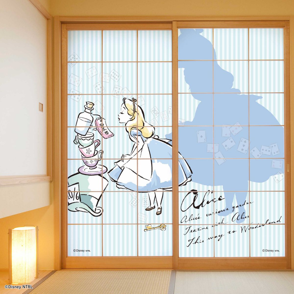 ディズニーキャラクター 障子紙 ふしぎの国のアリス NTLD-028S のりで貼るタイプ 幅約92cm×長さ約182cm 2枚1組 アサヒペン