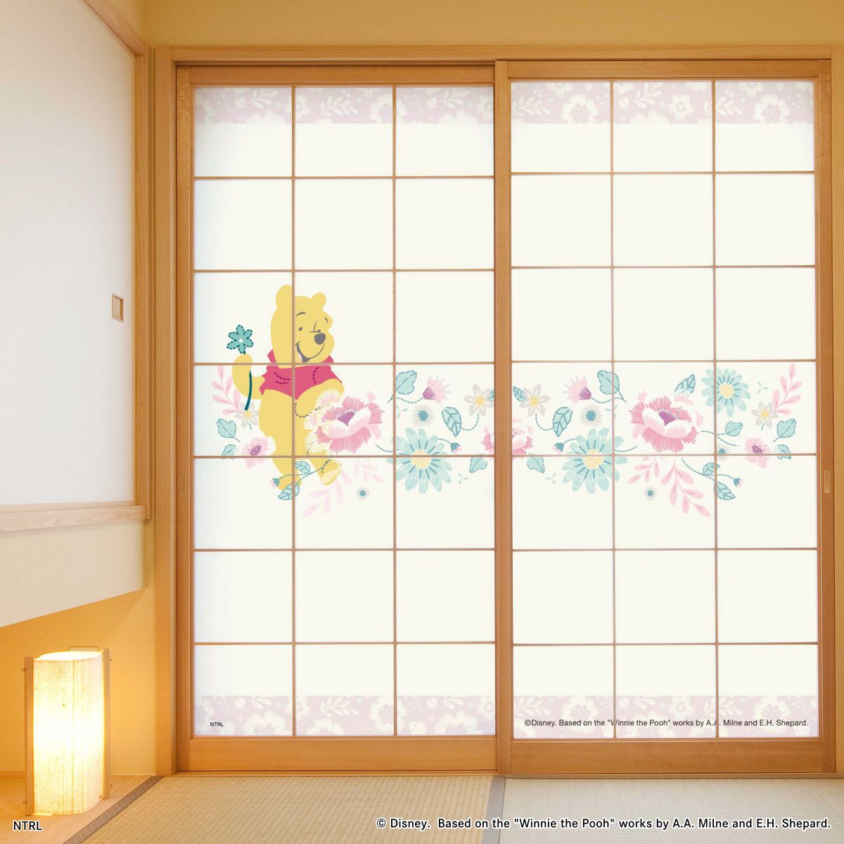 くまのプーさん ディズニーキャラクター 障子紙  ボタニカル  NTLD-032S のりで貼るタイプ 幅約92cm×長さ約182cm 2枚1組 アサヒペン