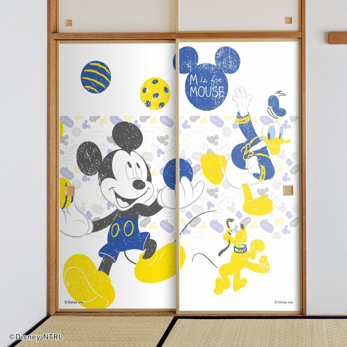 ディズニーキャラクター ふすま紙 ミッキー＆フレンズ お手玉  NTLD-014F 水で貼るタイプ 再湿 襖紙 幅約92cm×長さ約182cm 2枚1組 アサヒペン