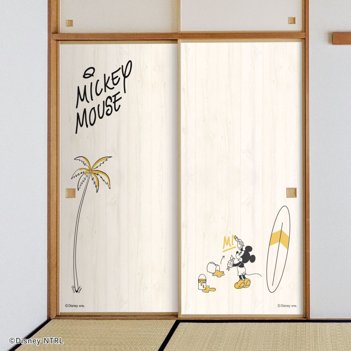 ディズニーキャラクター ふすま紙 ミッキー サーフ  NTLD-018F 水で貼るタイプ 再湿 襖紙 幅約92cm×長さ約182cm 2枚1組 アサヒペン
