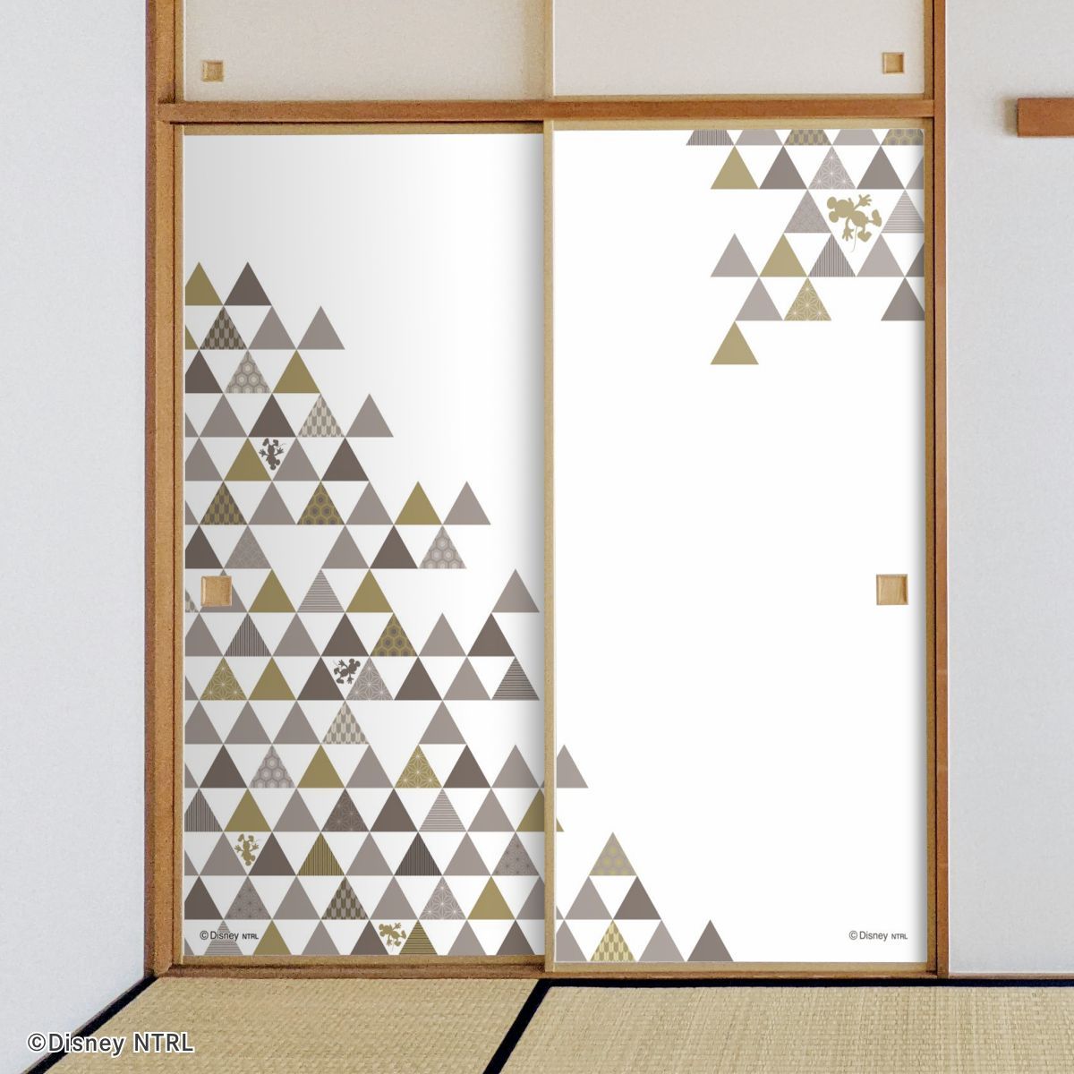 ディズニーキャラクター ふすま紙 ミッキー 和2  NTLD-023F 水で貼るタイプ 再湿 襖紙 幅約92cm×長さ約182cm 2枚1組 アサヒペン