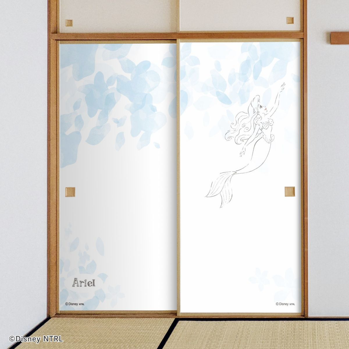 ディズニーキャラクター ふすま紙 ディズニープリンセス リトル・マーメイド アリエル  NTLD-026F 水で貼るタイプ 再湿 襖紙 幅約92cm×長さ約182cm 2枚1組 アサヒペン