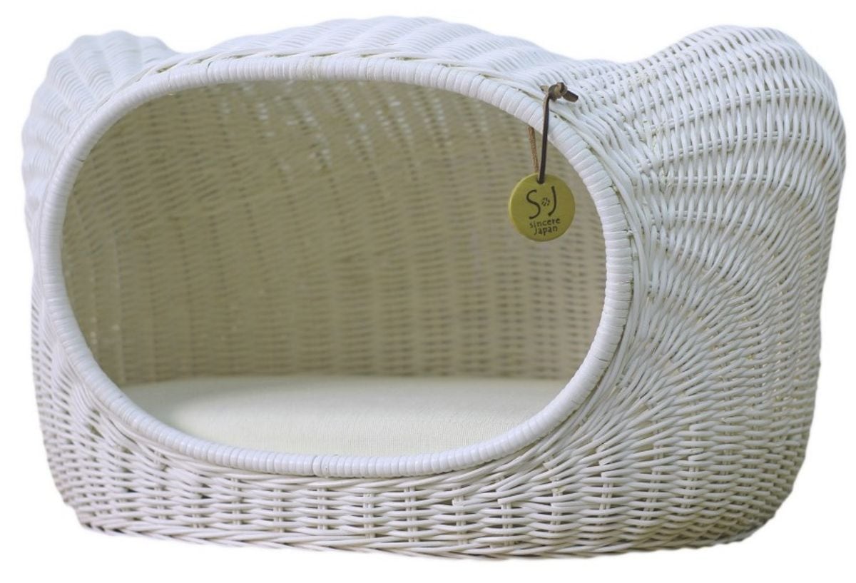 ペット用ハウス ラタンキティハウス ホワイト 猫用 推奨体重~7kgまで 58×37×35cm