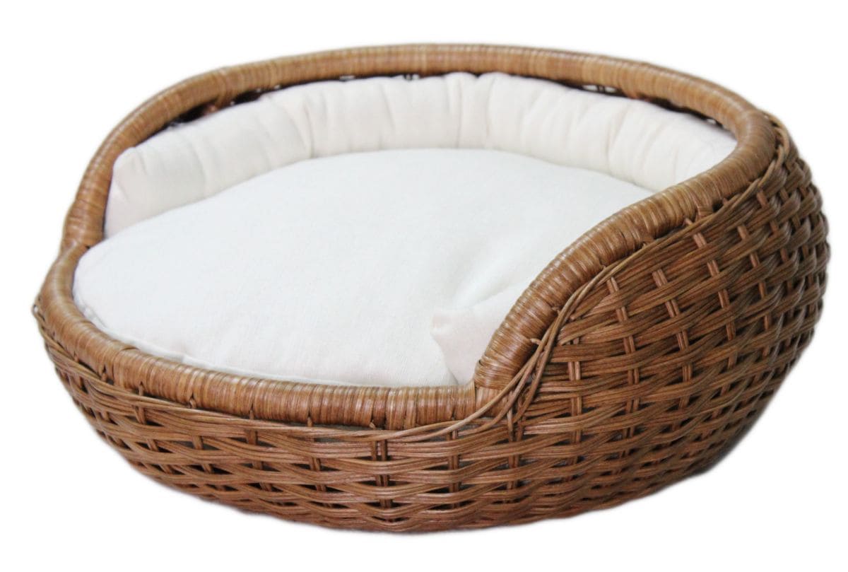 ペット用ベッド ラタンボウルベッド ブラウン 猫用 推奨体重~7kgまで 49×49×20cm
