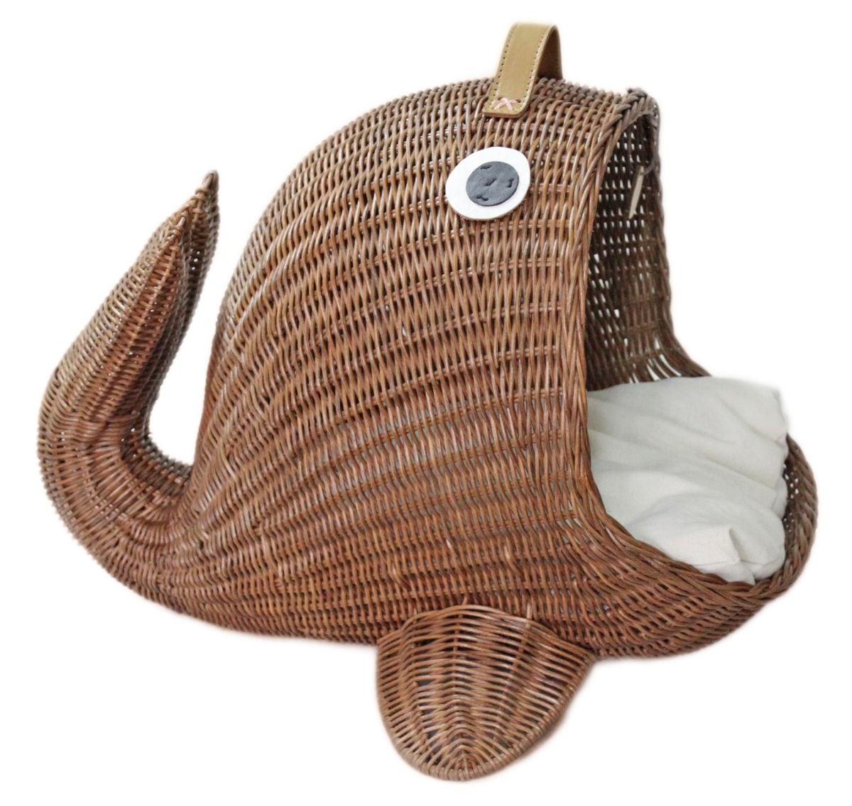 ペット用ベッド ラタンクジラベッド ブラウン 猫用 推奨体重~6kgまで 57×47×43cm
