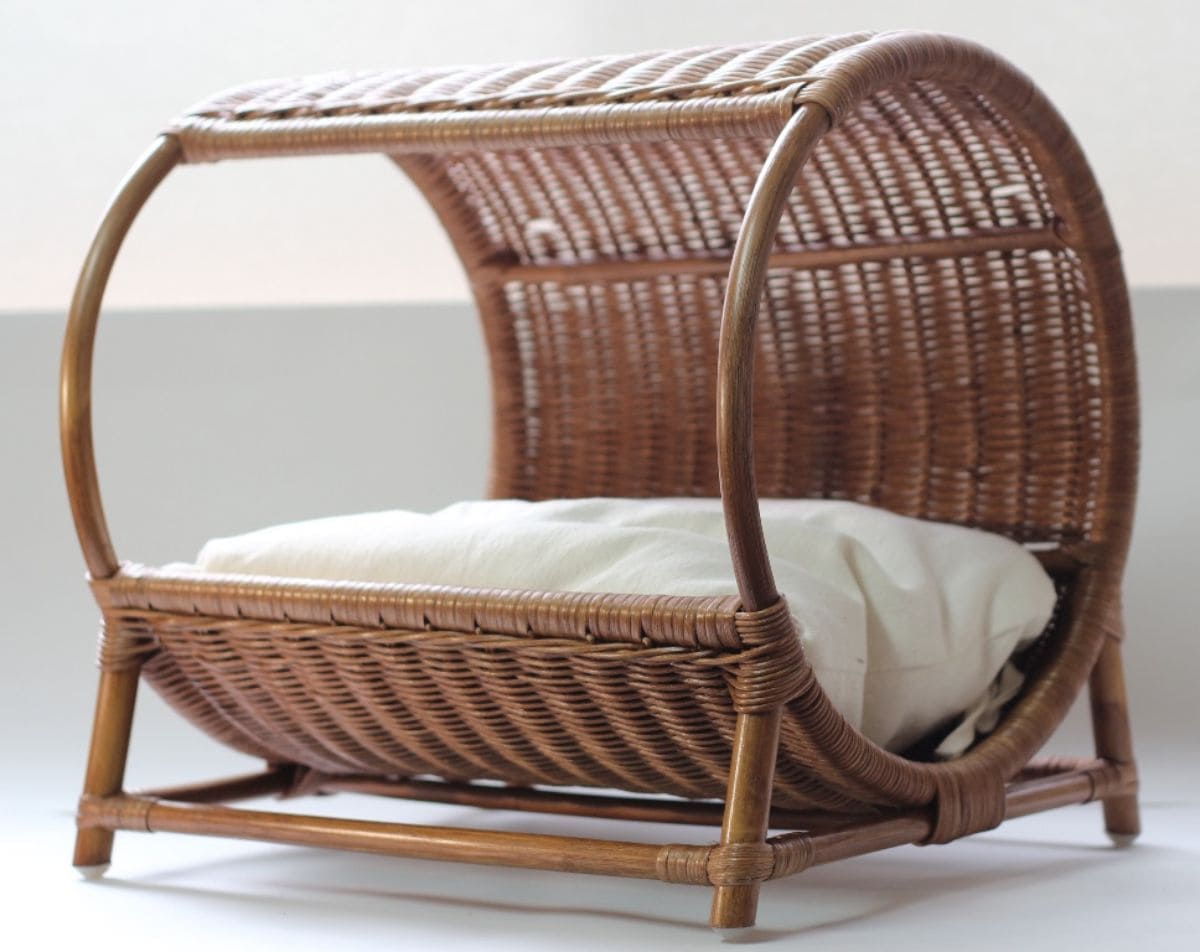 ペット用ベッド ラタントンネルベッド ブラウン 猫用 推奨体重~7kgまで 45×40×44cm