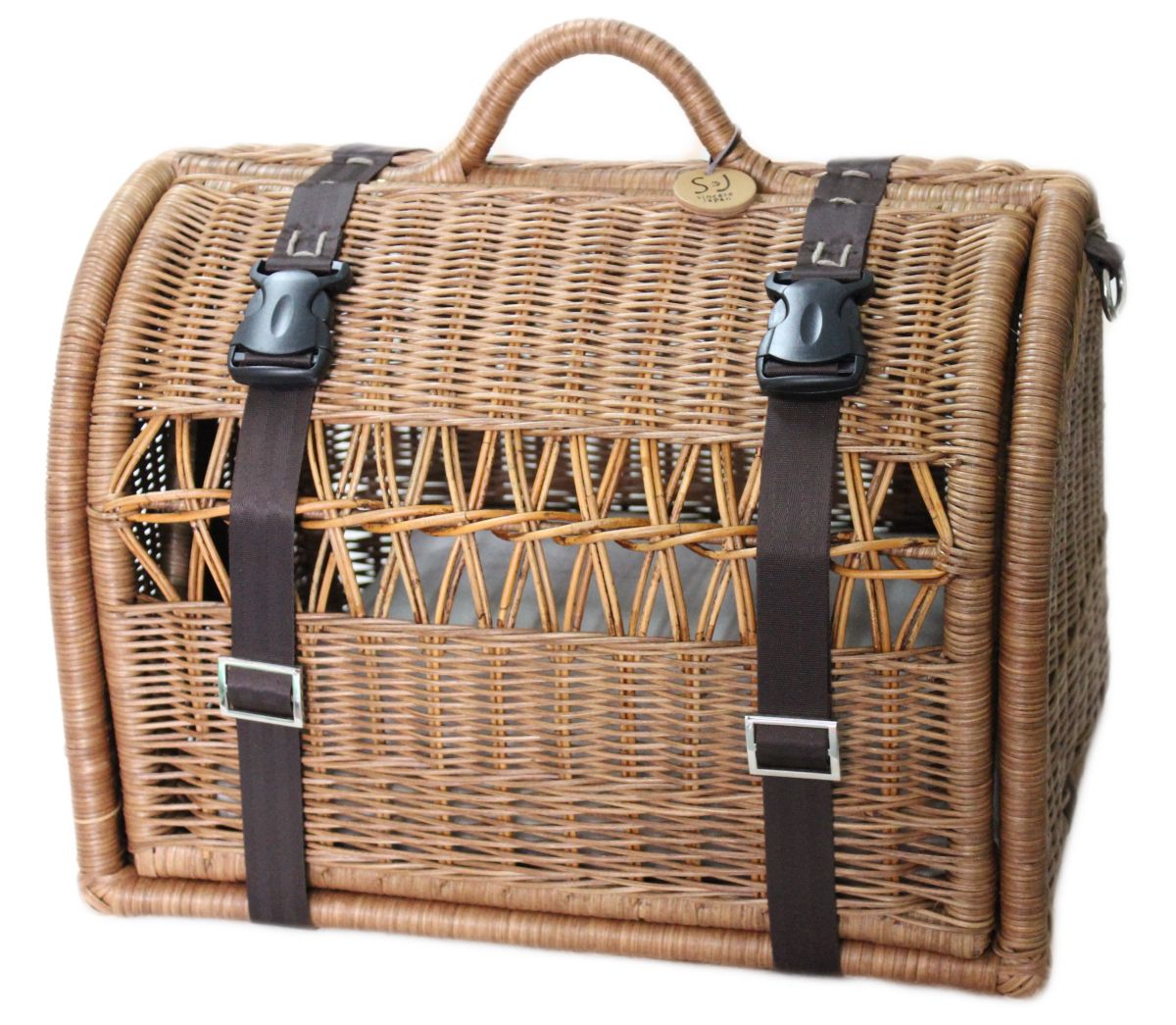 ペット用キャリーベッド ラタンキャリーベッド M ブラウン 猫用 推奨体重~7kgまで 50×37×43.5cm