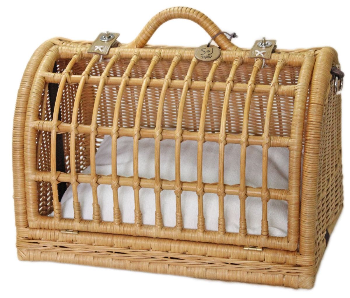 ペット用キャリー ラタンキャリーマイン M キャラメル 猫用 推奨体重～8kgまで外寸 幅46cm 奥33cm 高さ40cm（ハンドル含む） 内寸 幅43cm 奥30cm 高さ28cm