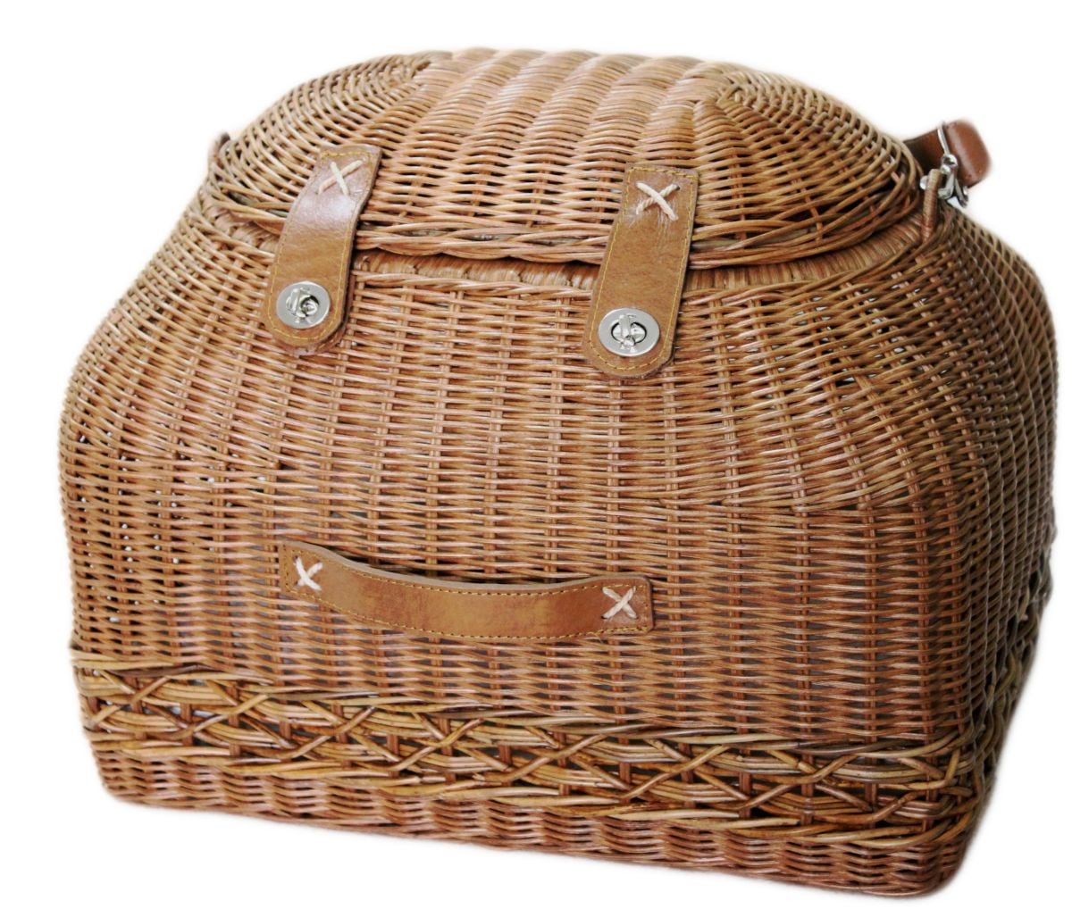 ペット用キャリー ラタンレクタングルキャリーハウス ブラウン 猫用 推奨体重～7kgまで 44×35×33.5cm