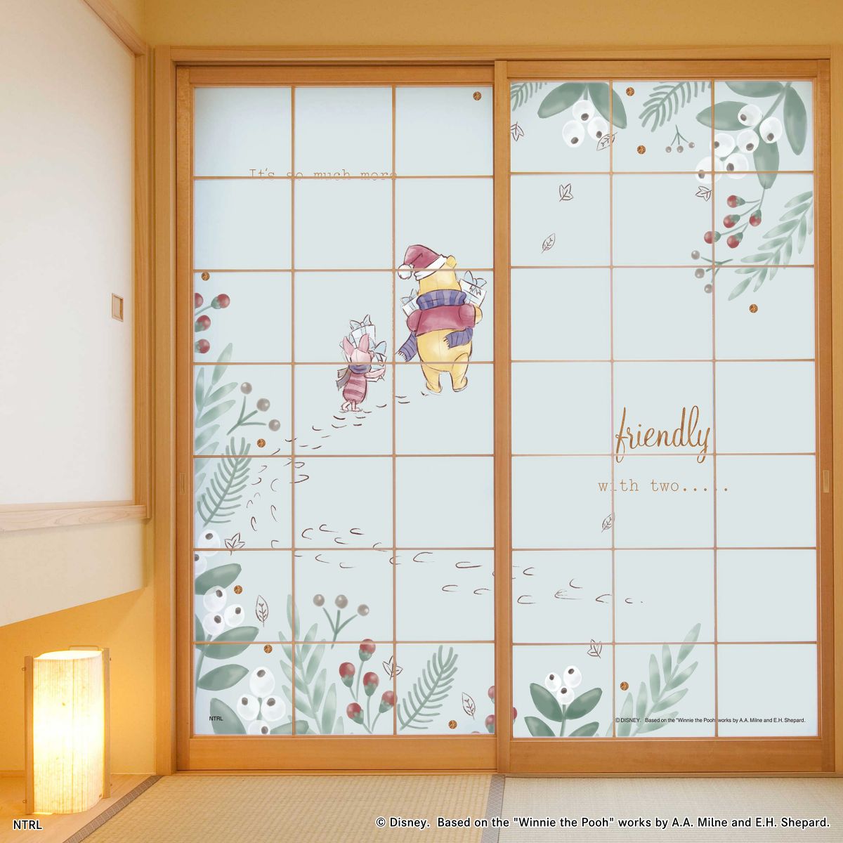 くまのプーさん ディズニーキャラクター 障子紙  ウィンター  NTLWP-002S のりで貼るタイプ 幅約92cm×長さ約182cm 2枚1組 アサヒペン