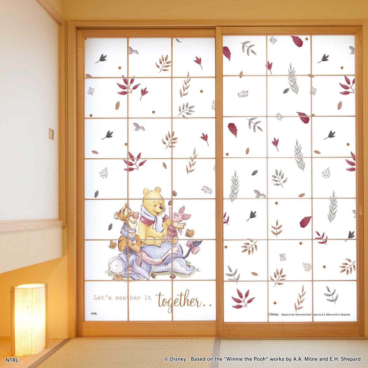 くまのプーさん ディズニーキャラクター 障子紙  オータム  NTLWP-001S のりで貼るタイプ 幅約92cm×長さ約182cm 2枚1組 アサヒペン