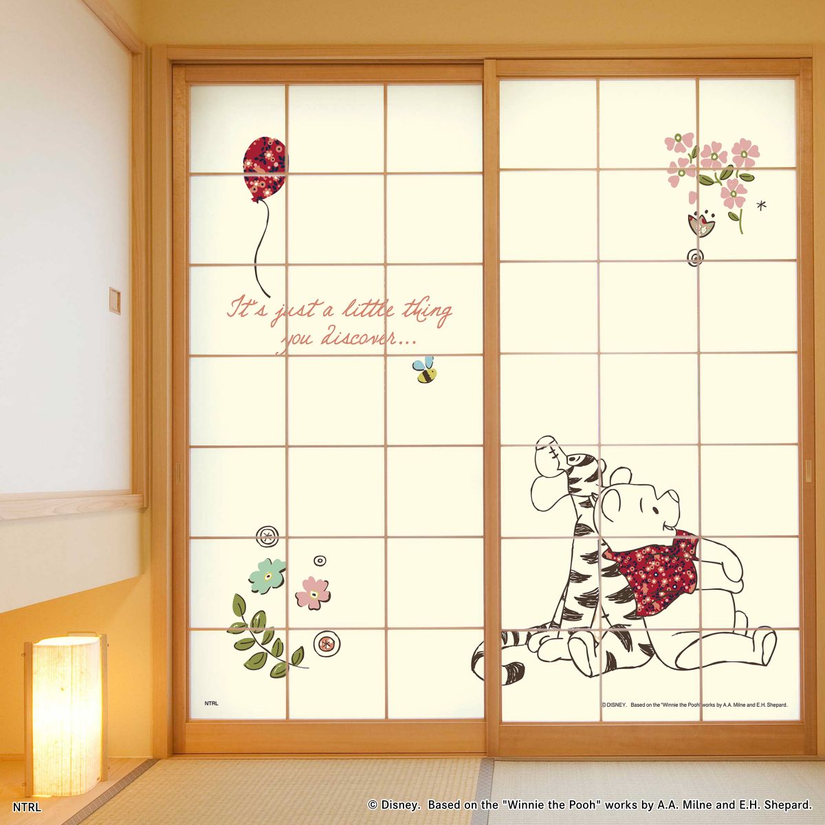 くまのプーさん ディズニーキャラクター 障子紙  プー＆ティガー  NTLWP-007S のりで貼るタイプ 幅約92cm×長さ約182cm 2枚1組 アサヒペン