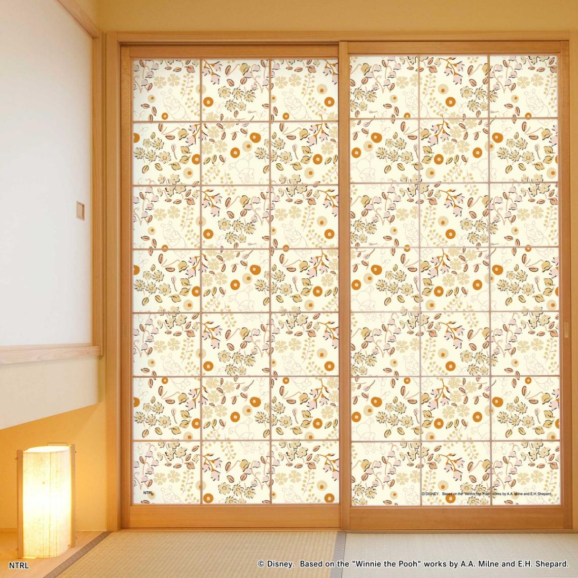 くまのプーさん ディズニーキャラクター 障子紙  ボタニカル  NTLWP-010S のりで貼るタイプ 幅約92cm×長さ約182cm 2枚1組 アサヒペン