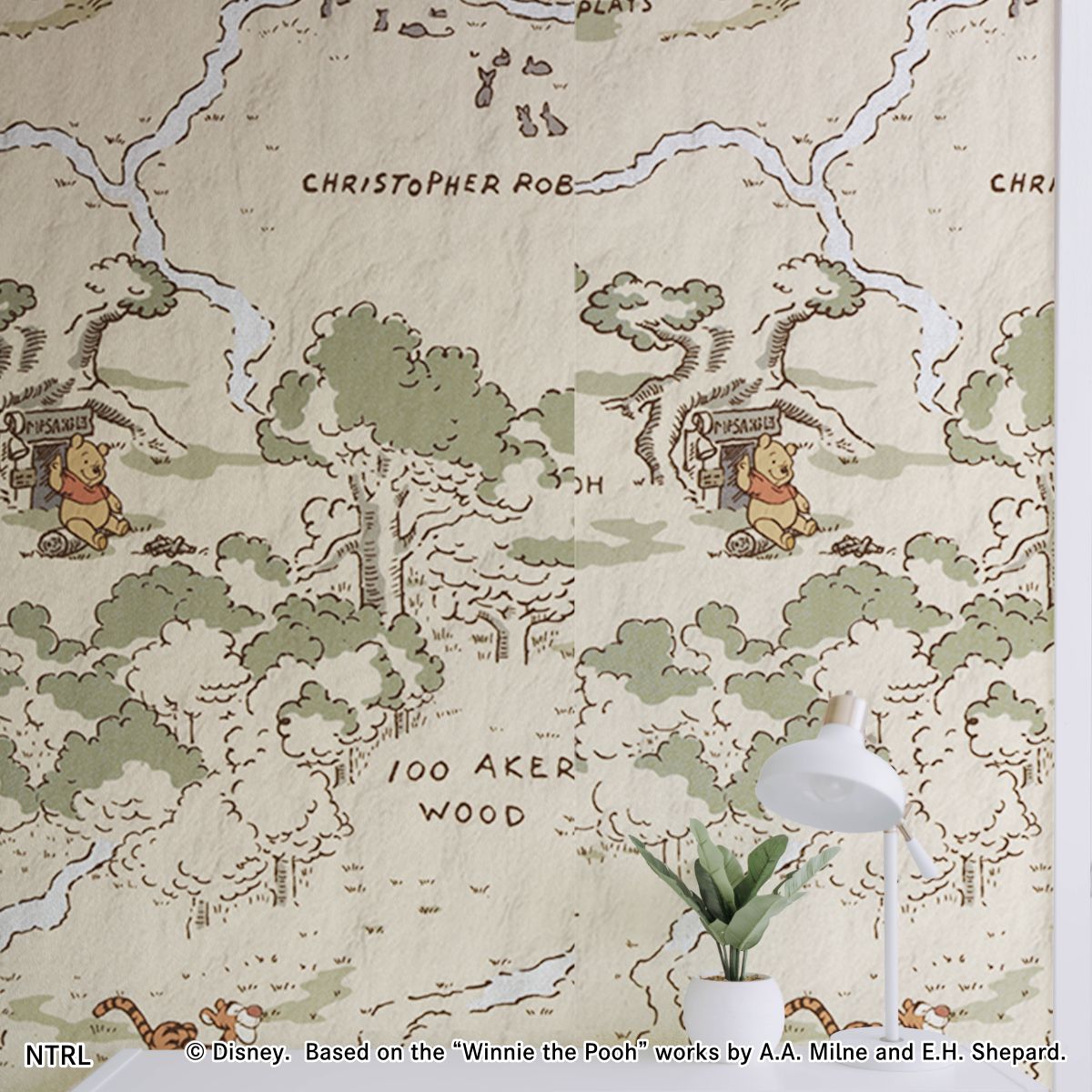 くまのプーさん ディズニーキャラクター のりなし壁紙  地図 NTLWP-009W のり貼りタイプ 幅約97cm×長さ約265cm 1枚入り