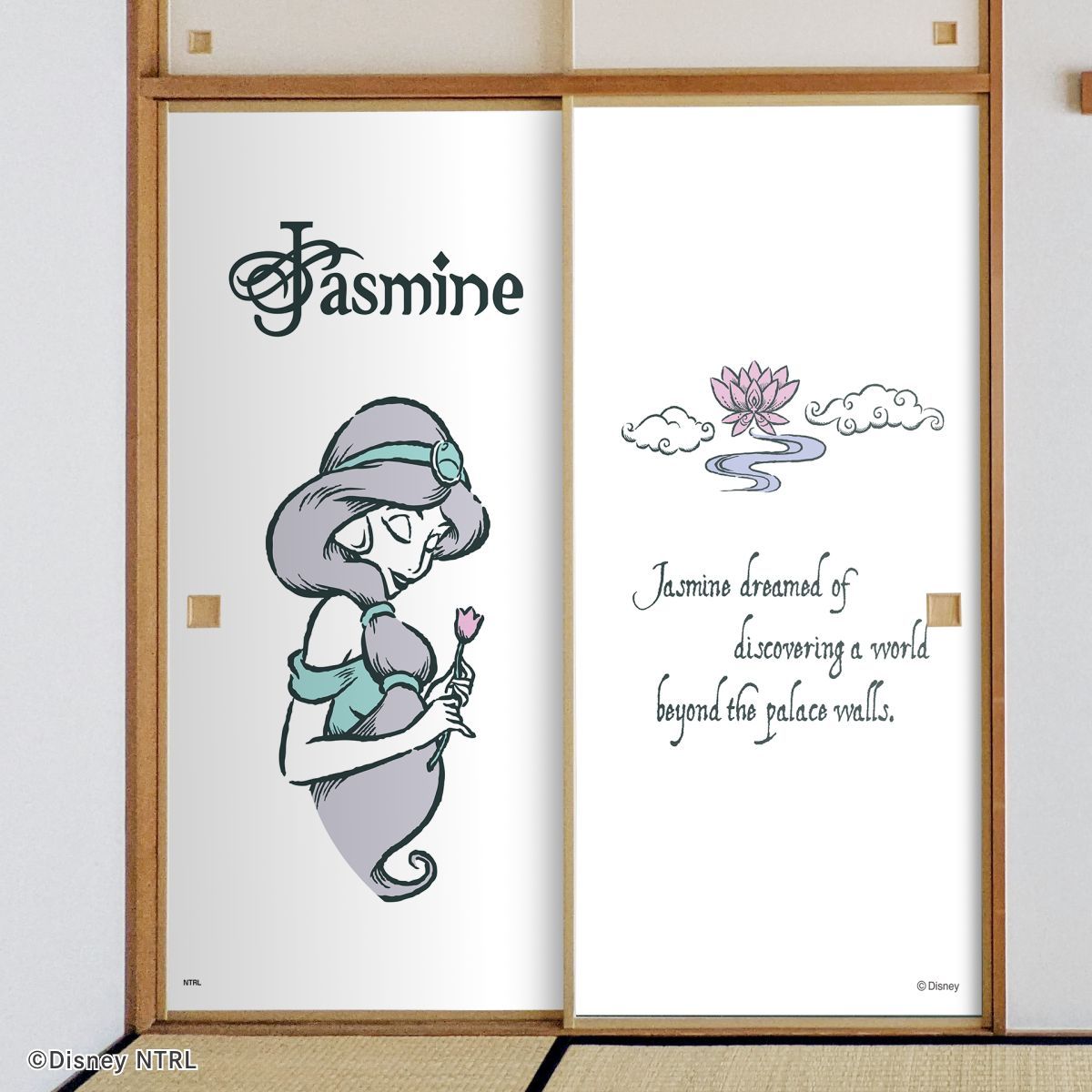 ディズニーキャラクター ふすま紙 ディズニープリンセス アラジン ジャスミン NTLP-023F 水で貼るタイプ 再湿 襖紙 幅約92cm×長さ約182cm 2枚1組 アサヒペン