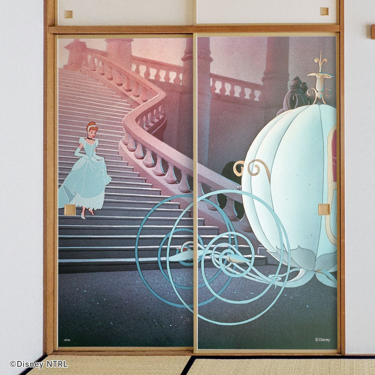 ディズニーキャラクター ふすま紙 ディズニープリンセス シンデレラ  NTLP-013F 水で貼るタイプ 再湿 襖紙 幅約92cm×長さ約182cm 2枚1組 アサヒペン