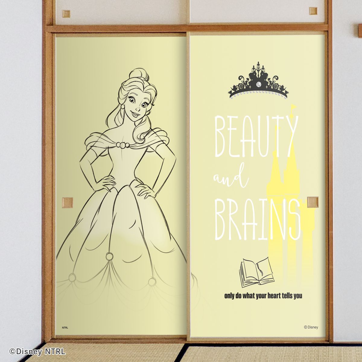 ディズニーキャラクター ふすま紙 ディズニープリンセス 美女と野獣 ベル NTLP-006F 水で貼るタイプ 再湿 襖紙 幅約92cm×長さ約182cm 2枚1組 アサヒペン