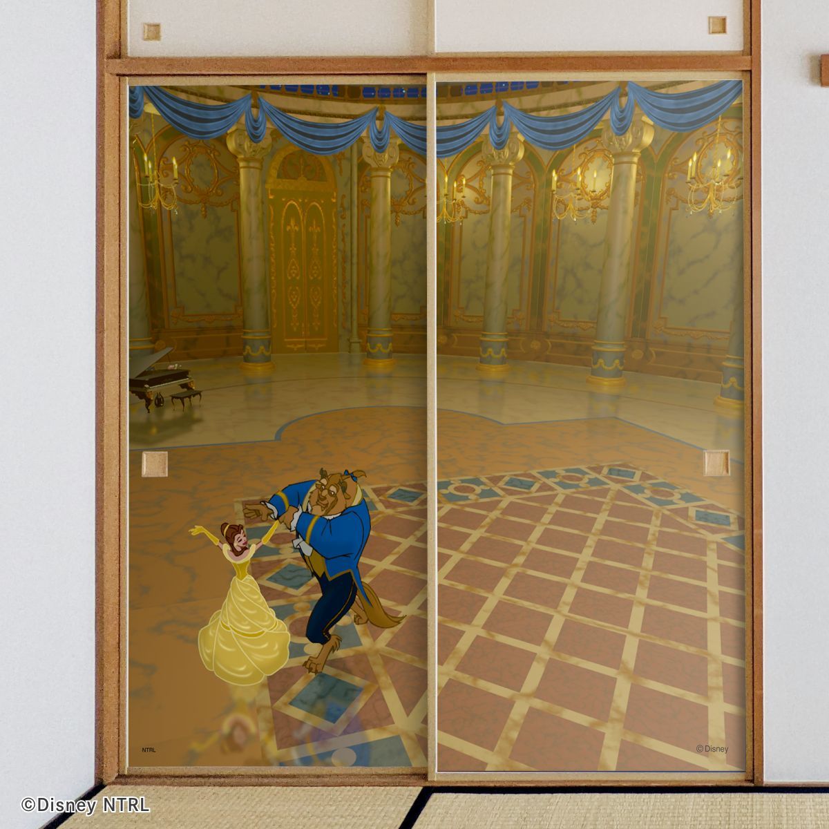 ディズニーキャラクター ふすま紙 ディズニープリンセス 美女と野獣  NTLP-012F 水で貼るタイプ 再湿 襖紙 幅約92cm×長さ約182cm 2枚1組 アサヒペン