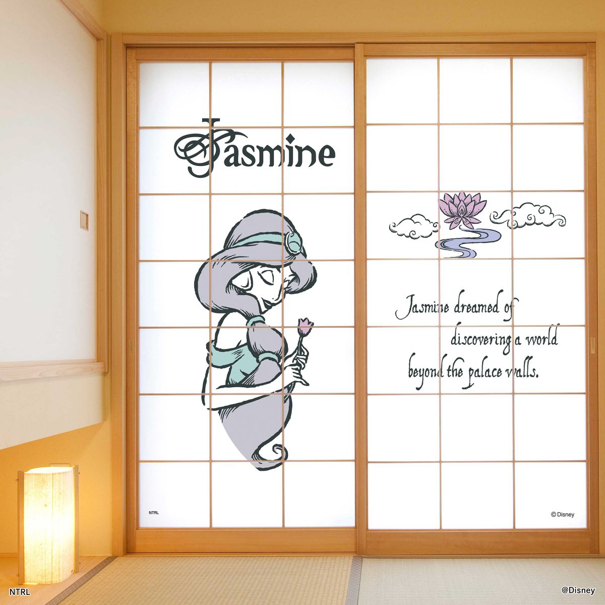 ディズニーキャラクター 障子紙 ディズニープリンセス アラジン   NTLP-023S のりで貼るタイプ 幅約92cm×長さ約182cm 2枚1組 アサヒペン
