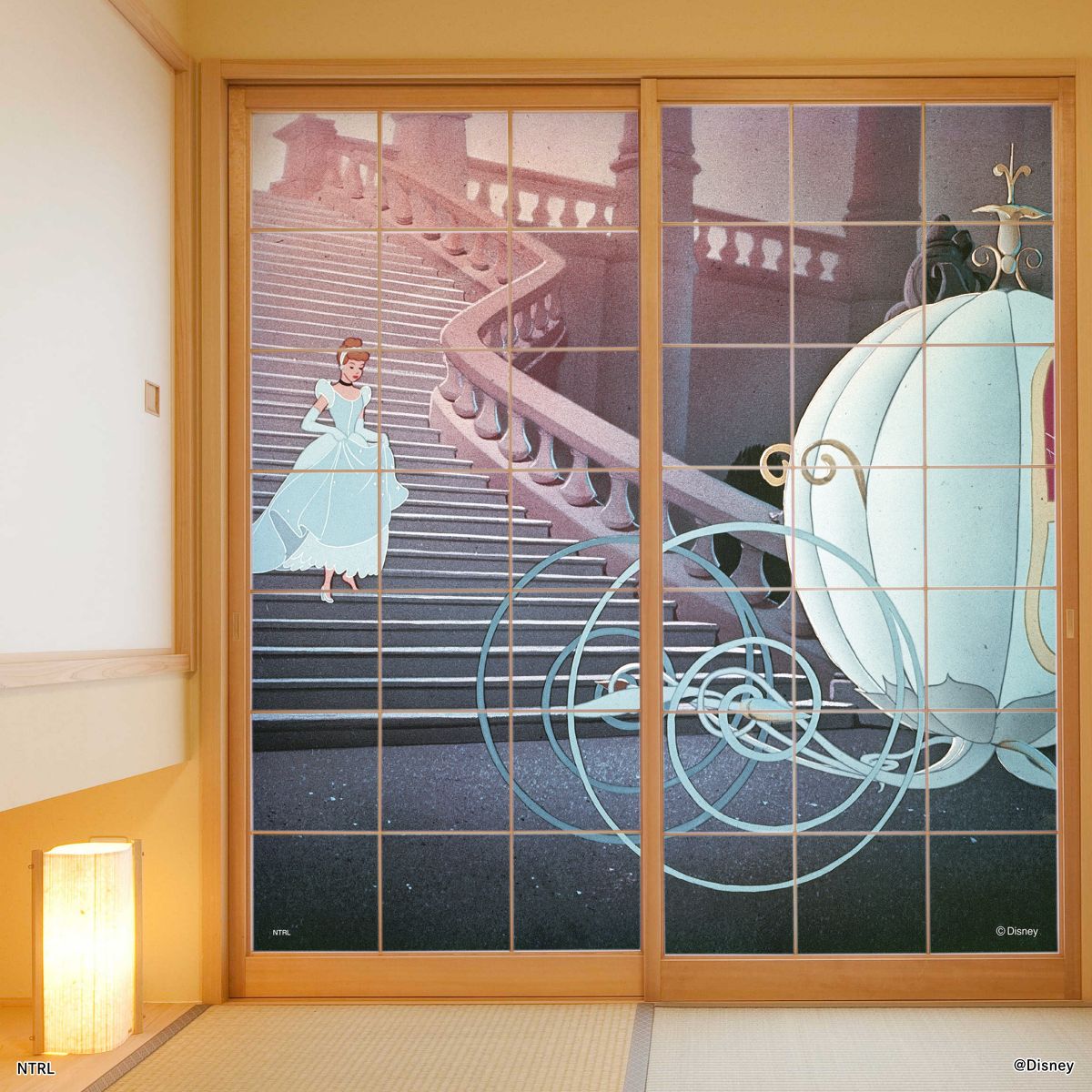 ディズニーキャラクター 障子紙 ディズニープリンセス シンデレラ  NTLP-013S のりで貼るタイプ 幅約92cm×長さ約182cm 2枚1組 アサヒペン