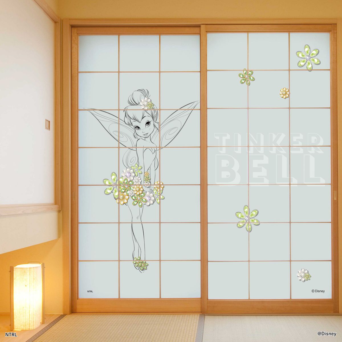 【廃番のため1月29日販売終了】ディズニーキャラクター 障子紙  ティンカー・ベル ピーターパン NTLP-003S のりで貼るタイプ 幅約92cm×長さ約182cm 2枚1組 アサヒペン