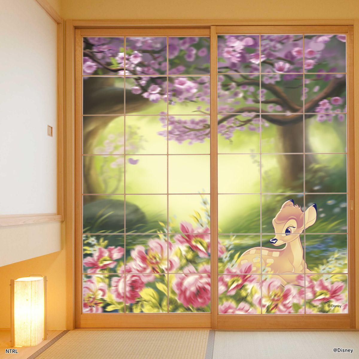 【廃番のため1月29日販売終了】ディズニーキャラクター 障子紙 ディズニーキャラクター バンビ  NTLP-008S のりで貼るタイプ 幅約92cm×長さ約182cm 2枚1組 アサヒペン