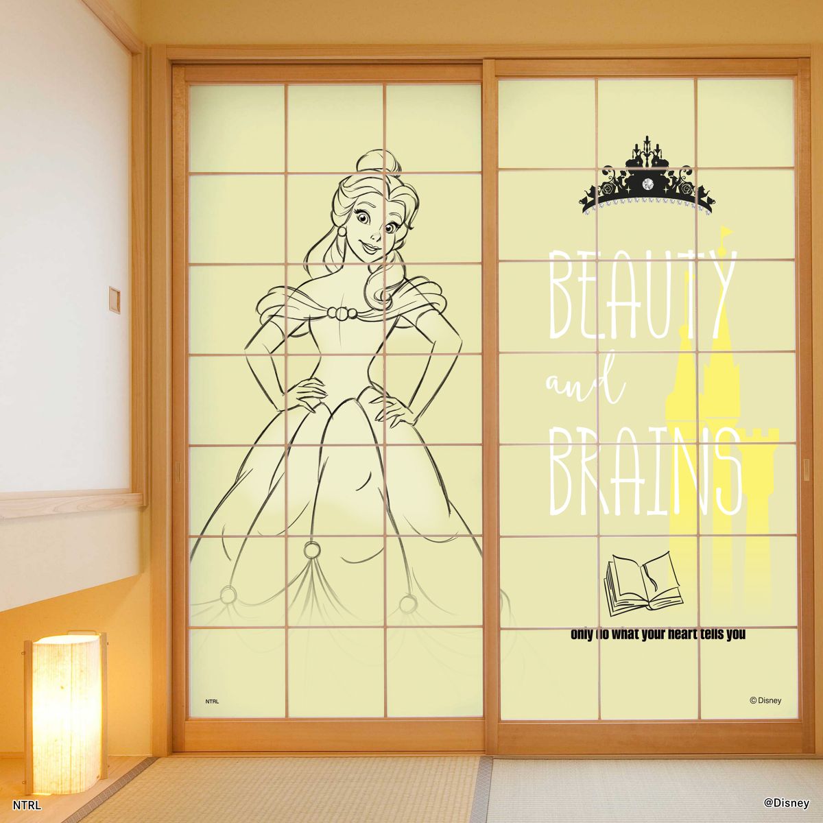 ディズニーキャラクター 障子紙 ディズニープリンセス 美女と野獣 ベル NTLP-006S のりで貼るタイプ 幅約92cm×長さ約182cm 2枚1組 アサヒペン