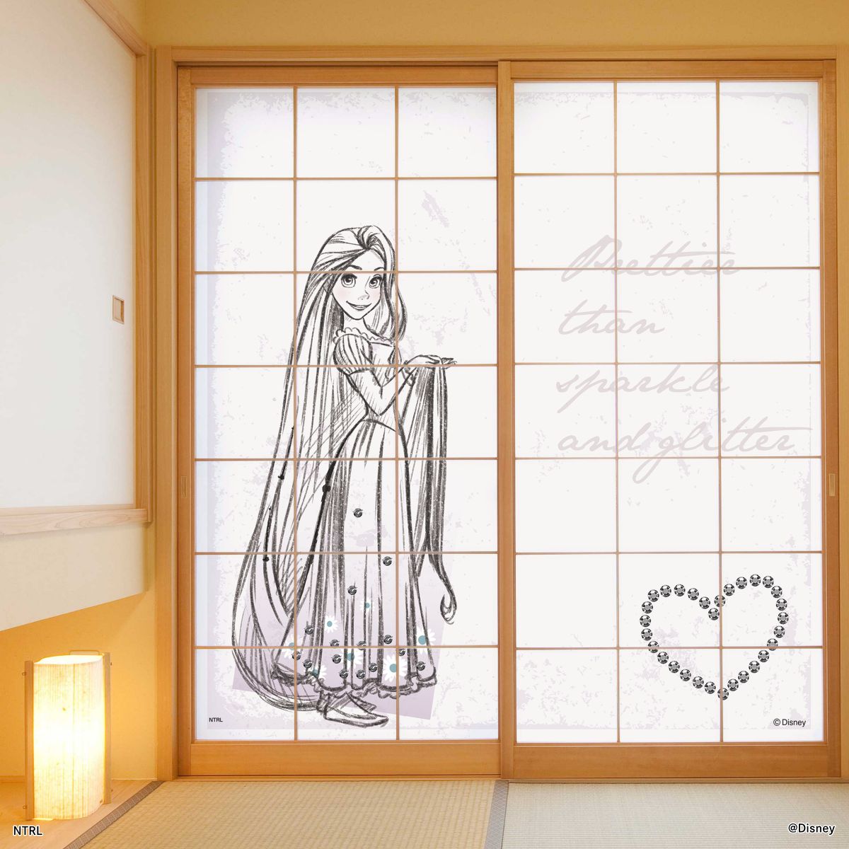 ディズニーキャラクター 障子紙 ディズニープリンセス 塔の上のラプンツェル  NTLP-005S のりで貼るタイプ 幅約92cm×長さ約182cm 2枚1組 アサヒペン