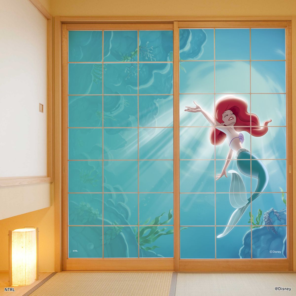 ディズニーキャラクター 障子紙 ディズニープリンセス リトル・マーメイド  NTLP-015S のりで貼るタイプ 幅約92cm×長さ約182cm 2枚1組 アサヒペン