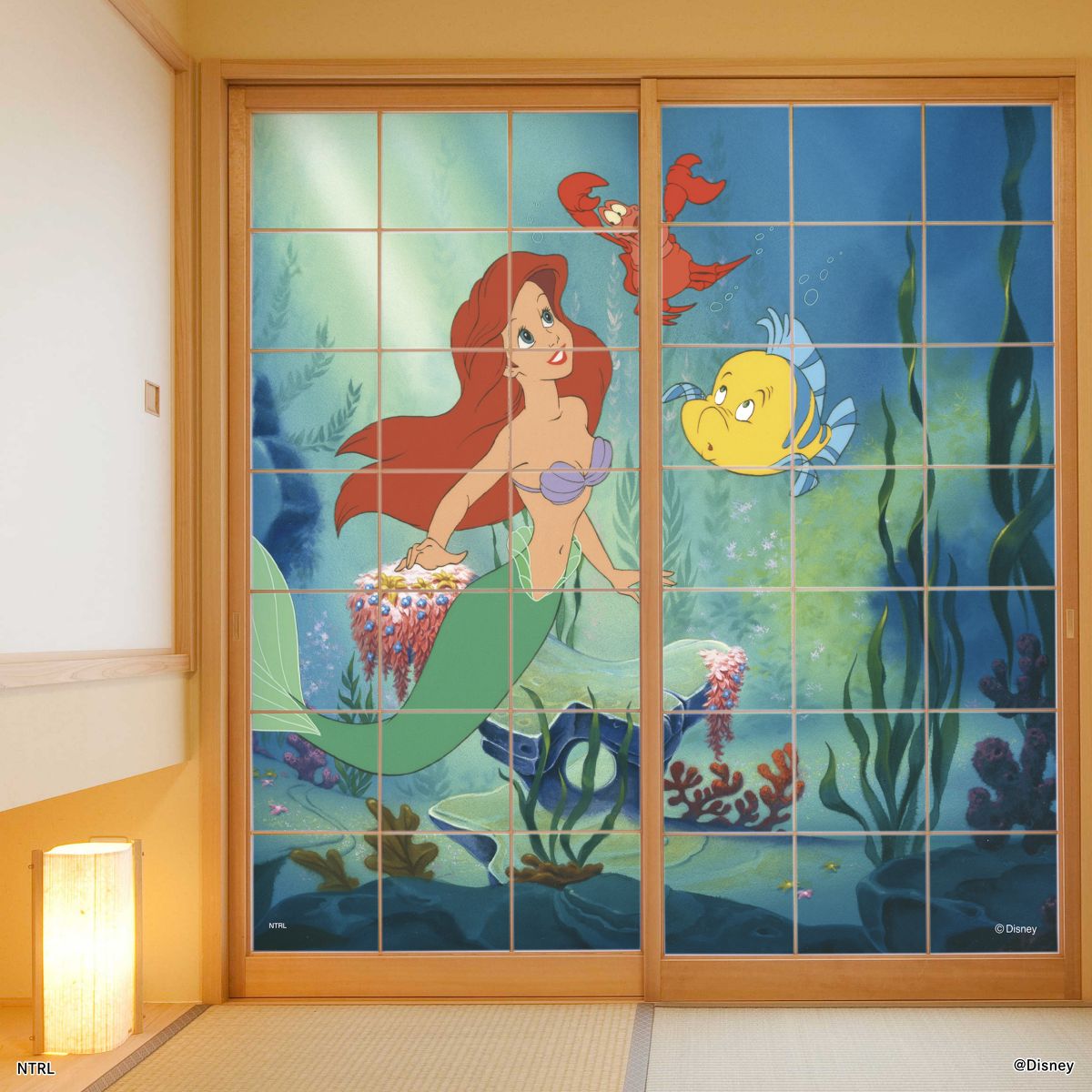 ディズニーキャラクター 障子紙 ディズニープリンセス リトル・マーメイド  NTLP-016S のりで貼るタイプ 幅約92cm×長さ約182cm 2枚1組 アサヒペン