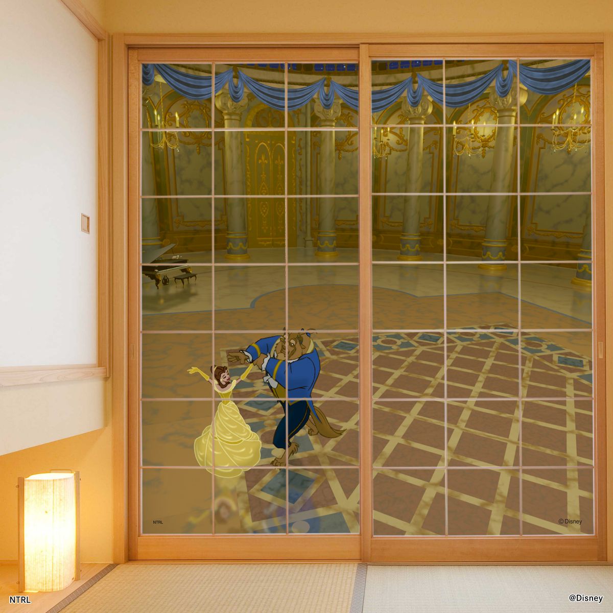 ディズニーキャラクター 障子紙 ディズニープリンセス 美女と野獣  NTLP-012S のりで貼るタイプ 幅約92cm×長さ約182cm 2枚1組 アサヒペン