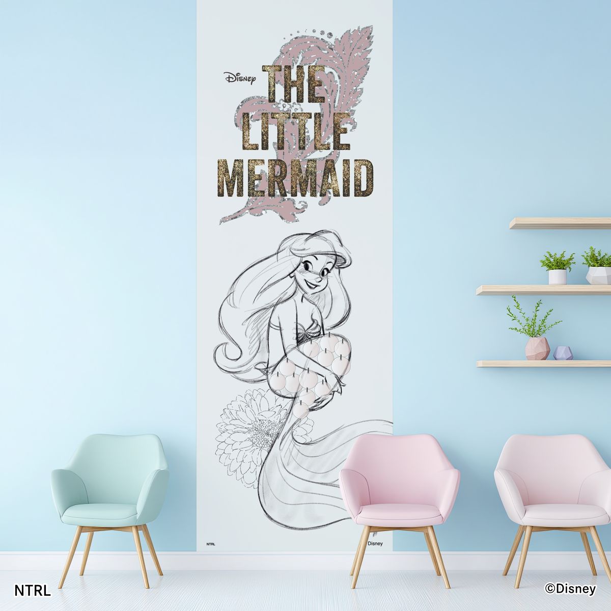 ディズニーキャラクター のりなし壁紙 ディズニープリンセス アリエル２ NTLP-002W のり貼りタイプ 幅約97cm×長さ約265cm 1枚入り