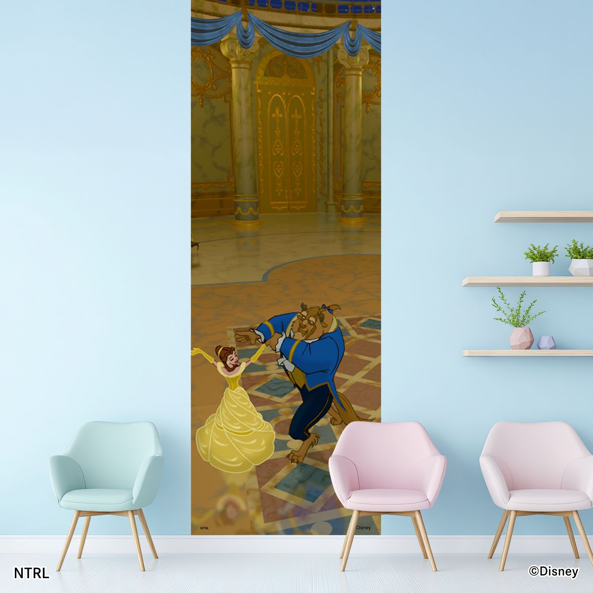 ディズニーキャラクター のりなし壁紙 ディズニープリンセス シーン美女と野獣 NTLP-012W のり貼りタイプ 幅約97cm×長さ約265cm 1枚入り